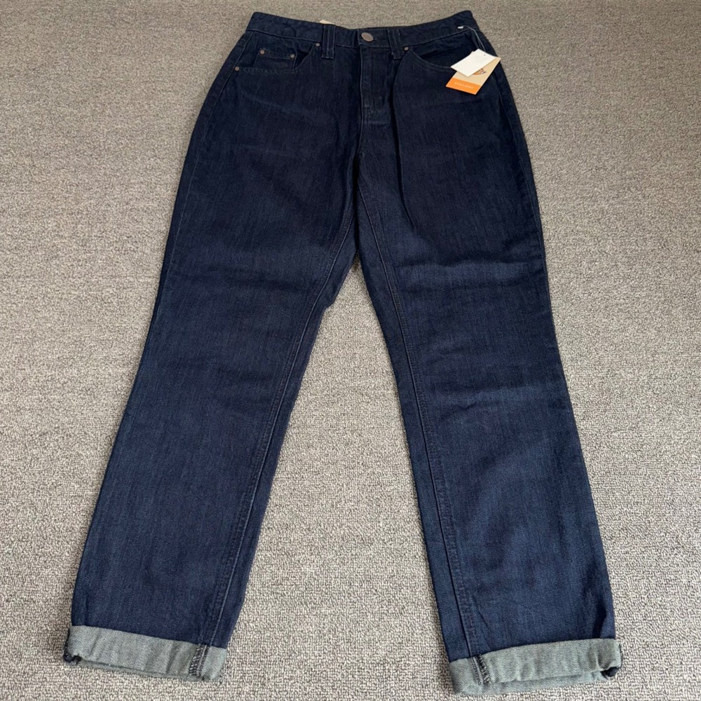 Dickies Girl Mom Fit Jeans High Rise Straight Leg Black Dyed Denim Juniors 7/28